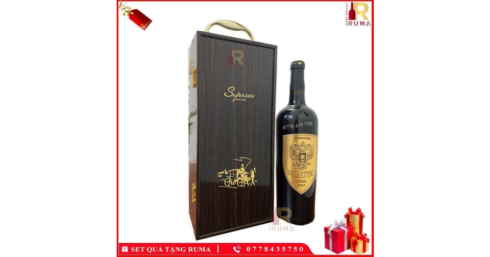 Set quà tặng 1 chai vang Ý Di Matteo - Hộp sơn mài | Ruma Wine