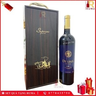 Set quà tặng 1 chai vang Chile De Lima - Hộp sơn mài