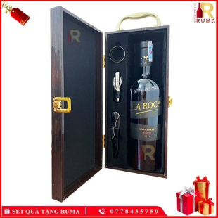 Set quà tặng 1 chai vang Chile La Roca Reserva - Hộp sơn mài