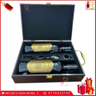 Set quà tặng hộp sơn mài 2 chai rượu vang Chile Nando