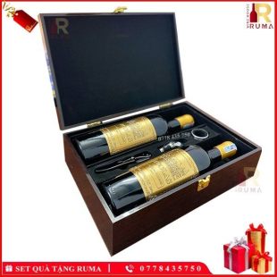 Set quà tặng hộp sơn mài 2 chai rượu vang Pháp Nicolas