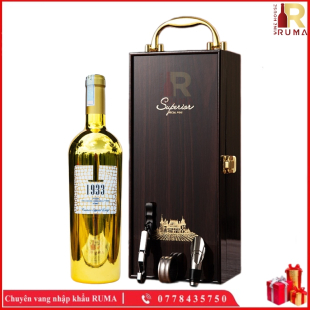 Set Quà Tặng 1 Chai Vang Ý 1933 Topaz - Hộp Sơn Mài