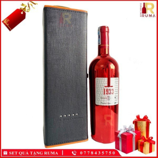 Set quà tặng hộp da 1 chai rượu vang Ý 1933 Ruby