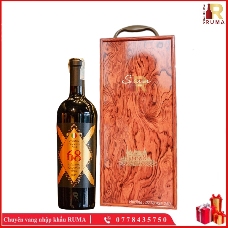 Set quà tặng 1 chai vang Ý 68 - Hộp sơn mài _ Ruma Wine